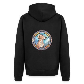 Mountain Cur Hunderasse Buntes Glas - Unisex Premium Bio Zip Hoodie - Schwarz - Hinten - Nico (187cm)