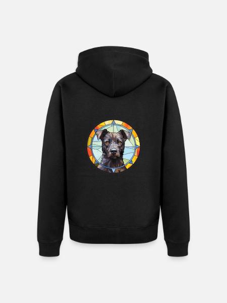 Patterdale Terriër Hondenras Gebrandschilderd Glas Colorfu - Uniseks Premium bio ziphoodie - zwart