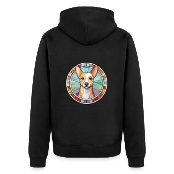 Portugais Podengo Pequeno chien race vitrail - Veste à capuche bio Premium Unisexe - noir - Dos - Nico (187cm)