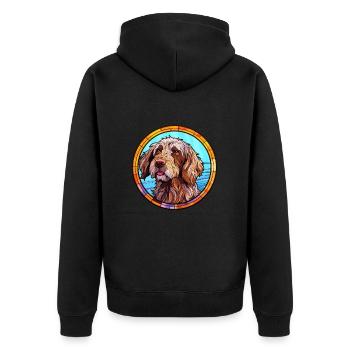 Pudelpointer Hunderasse Buntes Glas Buntes Wate - Unisex Premium Bio Zip Hoodie - Schwarz - Hinten - Nico (187cm)