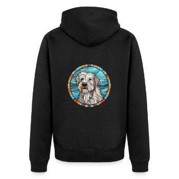 Chien de berger des Pyrénées chien race vitrail coloré - Veste à capuche bio Premium Unisexe - noir - Dos - Nico (187cm)