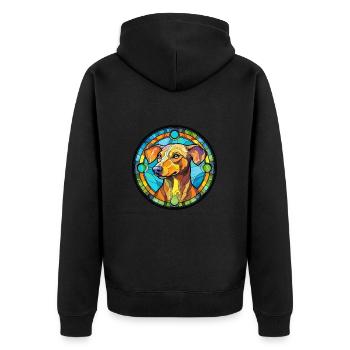 Ratonero Murciano chien race vitrail coloré - Veste à capuche bio Premium Unisexe - noir - Dos - Nico (187cm)