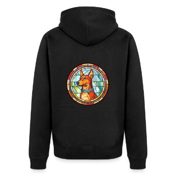Russo européen Laika chien race vitrail couleur - Veste à capuche bio Premium Unisexe - noir - Dos - Nico (187cm)