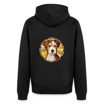 Parson Russell Terrier Hunderasse Buntglas Col - Unisex Premium Bio Zip Hoodie - Schwarz - Hinten - Nico (187cm)