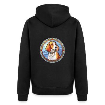 Chien russe chien race vitrail coloré Wat - Veste à capuche bio Premium Unisexe - noir - Dos - Nico (187cm)