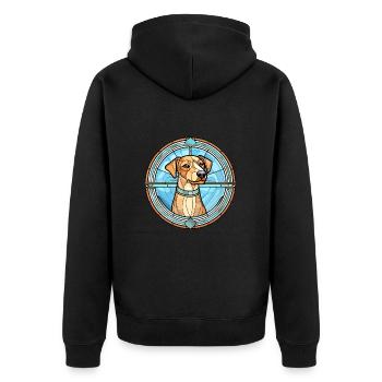 Scandinavian Dog Breed Stained Glass Colorful Wate - Unisex Premium Organic Zip Hoodie - black - Back - Nico (187cm)