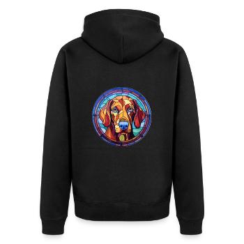 Sapsali Dog Breed Stained Glass Colorful Watercolo - Unisex Premium Organic Zip Hoodie - black - Back - Nico (187cm)