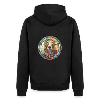 Scottish Deerhound Dog Breed Stained Glass Colorfu - Unisex Premium Organic Zip Hoodie - black - Back - Nico (187cm)