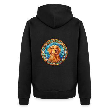Slovensky Kopov Dog Breed Stained Glass Colorful W - Unisex Premium Organic Zip Hoodie - black - Back - Nico (187cm)
