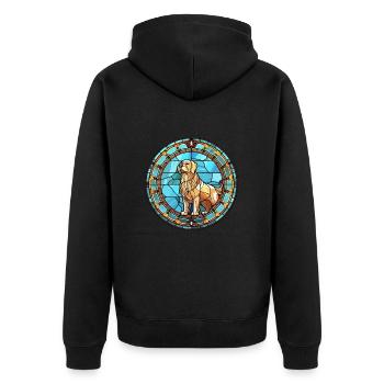 Sud russe Ovcharka chien race vitrail Col - Veste à capuche bio Premium Unisexe - noir - Dos - Nico (187cm)