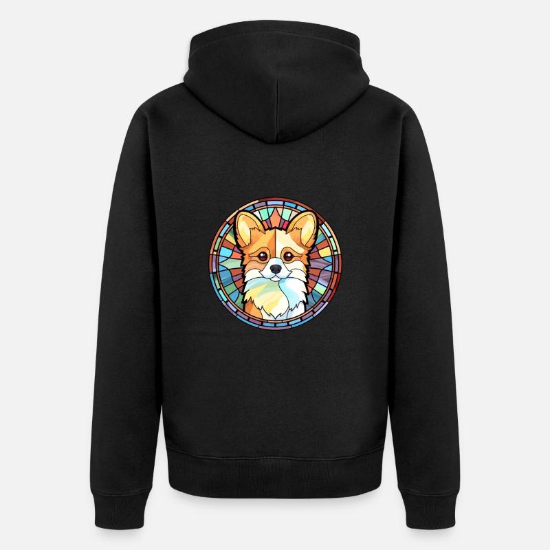 Spitz Hunderasse Buntes Aquarell - Unisex Premium Bio Zip Hoodie - Schwarz