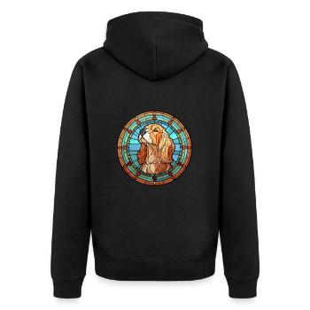 Strellufstover Dog Breed Stained Glass Colorful Wa - Unisex Premium Organic Zip Hoodie - black - Back - Nico (187cm)