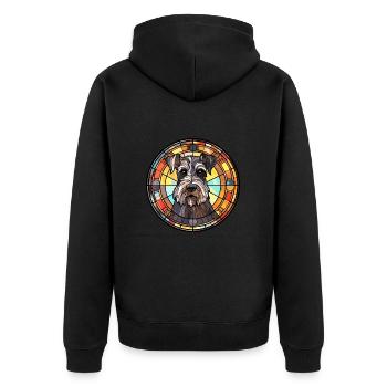 Standard Schnauzer Hunderasse Buntglas Colorfu - Unisex Premium Bio Zip Hoodie - Schwarz - Hinten - Nico (187cm)