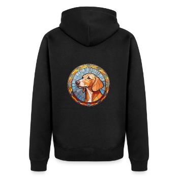 Transsilvanischer Jagdhund Hunderasse Buntglasfarbe - Unisex Premium Bio Zip Hoodie - Schwarz - Hinten - Nico (187cm)