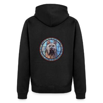 Skye Terrier chien race vitrail coloré Wate - Veste à capuche bio Premium Unisexe - noir - Dos - Nico (187cm)