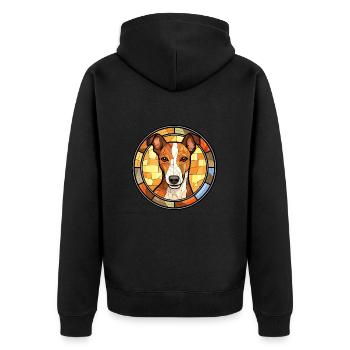 Glatter Foxterrier Hunderasse Buntglas Colorfu - Unisex Premium Bio Zip Hoodie - Schwarz - Hinten - Nico (187cm)