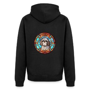 Shih Tzu chien race vitrail coloré Watercol - Veste à capuche bio Premium Unisexe - noir - Dos - Nico (187cm)
