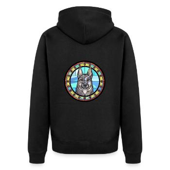 Schwedischer Elchhund Hunderasse Buntes Glas - Unisex Premium Bio Zip Hoodie - Schwarz - Hinten - Nico (187cm)