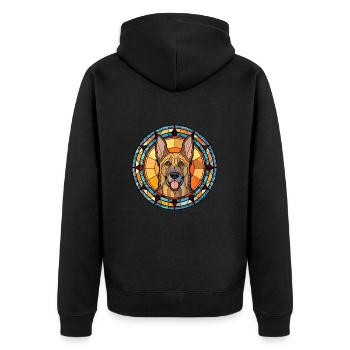 Shepherd Dog Breed Stained Glass Colorful Wa - Unisex Premium Organic Zip Hoodie - black - Back - Nico (187cm)