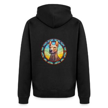 Thai Ridgeback chien race vitrail coloré Wa - Veste à capuche bio Premium Unisexe - noir - Dos - Nico (187cm)