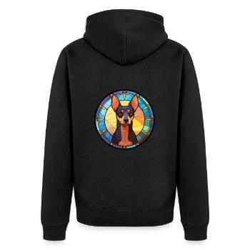 Jouet Manchester Terrier chien race vitrail Col - Veste à capuche bio Premium Unisexe - noir - Dos - Nico (187cm)