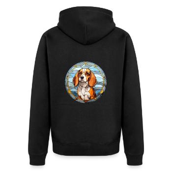 Tyroler Bracke chien race vitrail coloré Wa - Veste à capuche bio Premium Unisexe - noir - Dos - Nico (187cm)