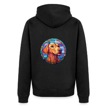 Volpino Italiano Hunderasse Buntglas Bunt - Unisex Premium Bio Zip Hoodie - Schwarz - Hinten - Nico (187cm)