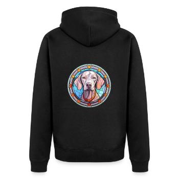 Braque de Weimar chien race vitrail coloré waterc - Veste à capuche bio Premium Unisexe - noir - Dos - Nico (187cm)