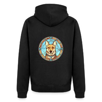 Westsibirische Laika-Hunderasse Buntglasfarbe - Unisex Premium Bio Zip Hoodie - Schwarz - Hinten - Nico (187cm)