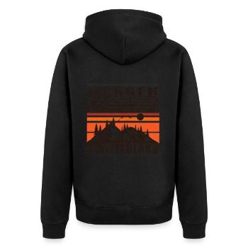 Mürren Switzerland Rétro Coucher De Soleil Ski 80s - Veste à capuche bio Premium Unisexe - noir - Dos - Nico (187cm)