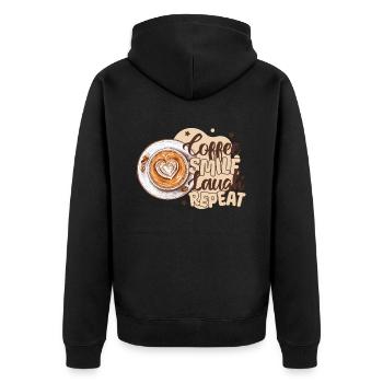 Coffee, Coffee Lover, Coffee Cup, Caffeine, Drink - Unisex Premium Organic Zip Hoodie - black - Back - Nico (187cm)