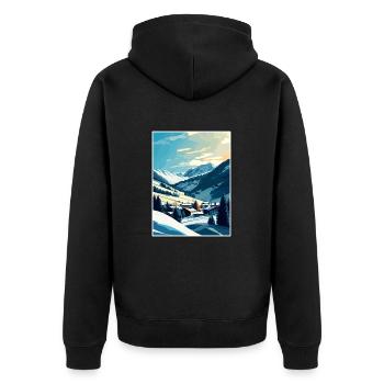 Saalbach Austria Vintage Travel Poster Souvenir - Unisex Premium Organic Zip Hoodie - black - Back - Nico (187cm)