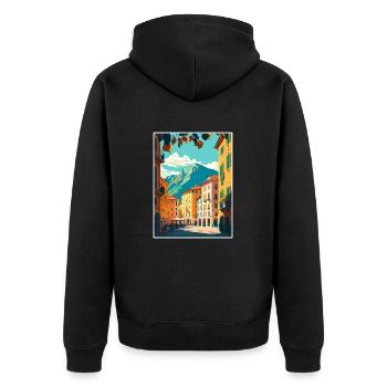 Trient Italien Dekoration Vintage Reiseposter WPA - Unisex Premium Bio Zip Hoodie - Schwarz - Hinten - Nico (187cm)