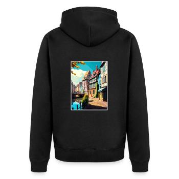 Colmar Frankreich Vintage Reiseposter WPA Souvenir - Unisex Premium Bio Zip Hoodie - Schwarz - Hinten - Nico (187cm)