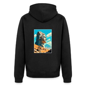 Mont Nemrut Turquie Vintage voyage affiche Souvenir - Veste à capuche bio Premium Unisexe - noir - Dos - Nico (187cm)