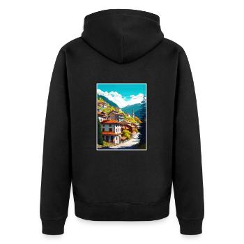 Artvin Türkei Vintage Reiseposter WPA Souvenir - Unisex Premium Bio Zip Hoodie - Schwarz - Hinten - Nico (187cm)