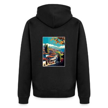 Safranbolu Turquie Vintage Voyage Poster Souvenir - Veste à capuche bio Premium Unisexe - noir - Dos - Nico (187cm)