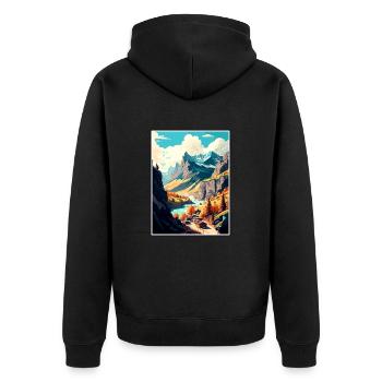 Vallée d’Aoste Italie Vintage voyage affiche Souvenir - Veste à capuche bio Premium Unisexe - noir - Dos - Nico (187cm)