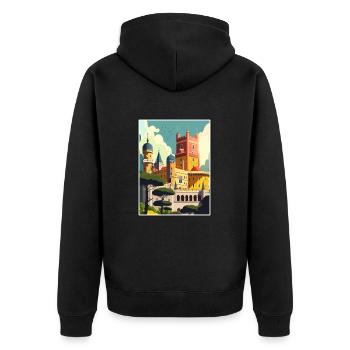 Sintra Portugal Vintage voyage affiche WPA Souvenir - Veste à capuche bio Premium Unisexe - noir - Dos - Nico (187cm)