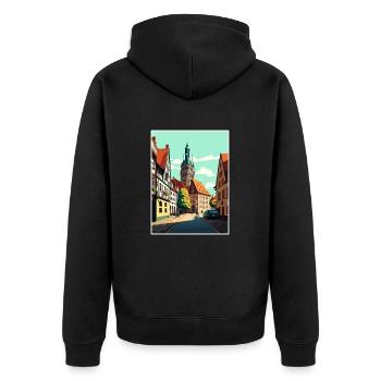 Wittenberg Deutschland Vintage Reiseposter Souvenir - Unisex Premium Bio Zip Hoodie - Schwarz - Hinten - Nico (187cm)
