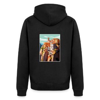 Cuenca Espagne Vintage voyage affiche WPA Souvenir - Veste à capuche bio Premium Unisexe - noir - Dos - Nico (187cm)