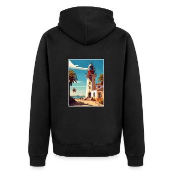Faro Portugal Vintage voyage affiche WPA Souvenir - Veste à capuche bio Premium Unisexe - noir - Dos - Nico (187cm)