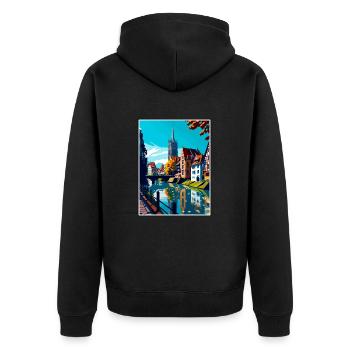 Ulm Germany Vintage Travel Poster WPA Souvenir - Unisex Premium Organic Zip Hoodie - black - Back - Nico (187cm)