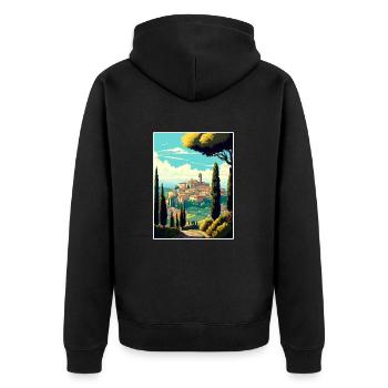 Montepulciano Italie Vintage voyage affiche Souvenir - Veste à capuche bio Premium Unisexe - noir - Dos - Nico (187cm)