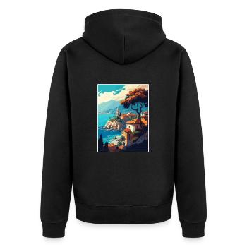 Antalya Decoration Turkey Vintage Travel Poster - Unisex Premium Organic Zip Hoodie - black - Back - Nico (187cm)