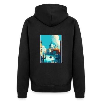 Venedig Italien Dekoration Markusplatz Souvenir - Unisex Premium Bio Zip Hoodie - Schwarz - Hinten - Nico (187cm)