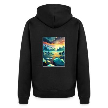 Jokulsarlon Islande Vintage voyage affiche Souvenir - Veste à capuche bio Premium Unisexe - noir - Dos - Nico (187cm)