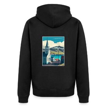 Husavik Iceland Vintage Travel Poster WPA Souvenir - Unisex Premium Organic Zip Hoodie - black - Back - Nico (187cm)