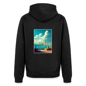 Cadiz Spain Vintage Travel Poster WPA Souvenir - Unisex Premium Organic Zip Hoodie - black - Back - Nico (187cm)