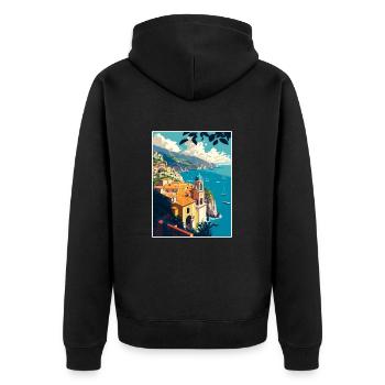 Amalfi Italie Vintage voyage affiche WPA Souvenir - Veste à capuche bio Premium Unisexe - noir - Dos - Nico (187cm)